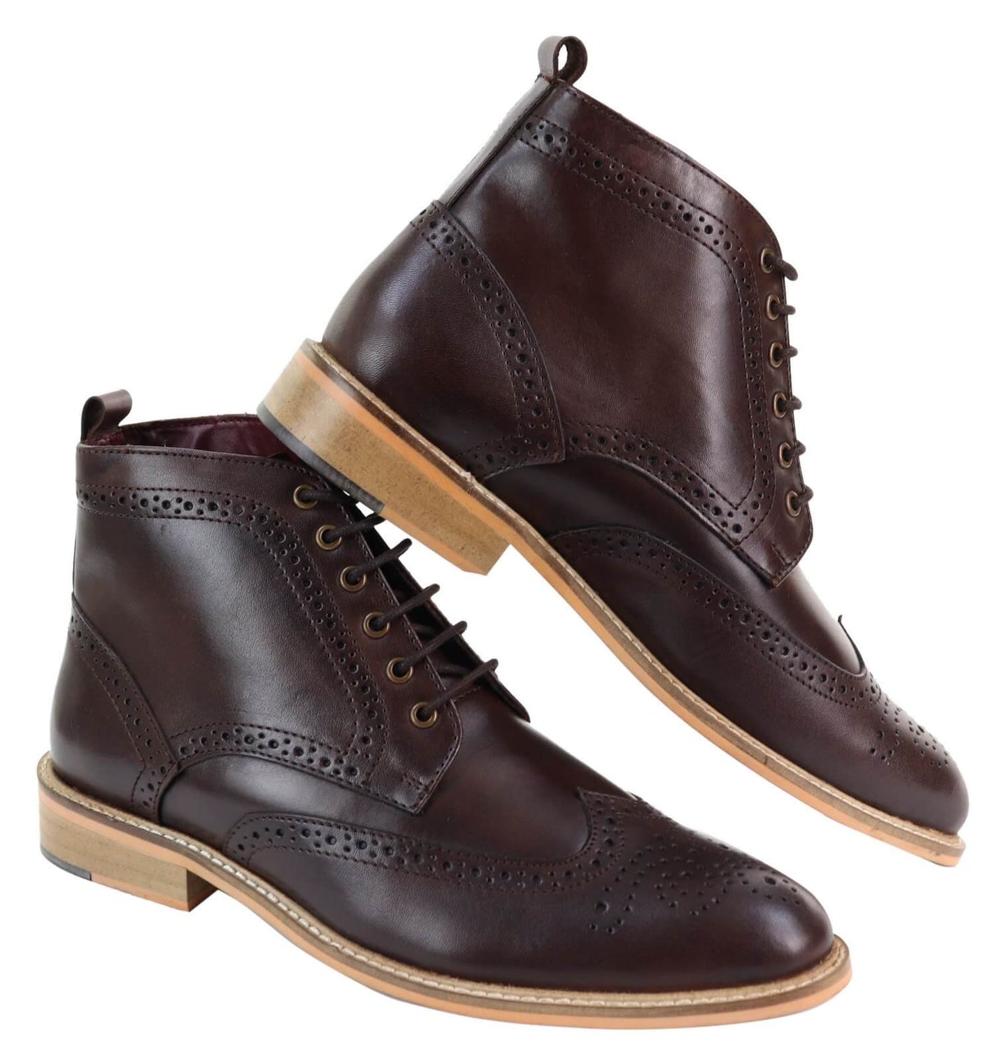 Botas Brogue Masculinas de Cano Curto Marrons