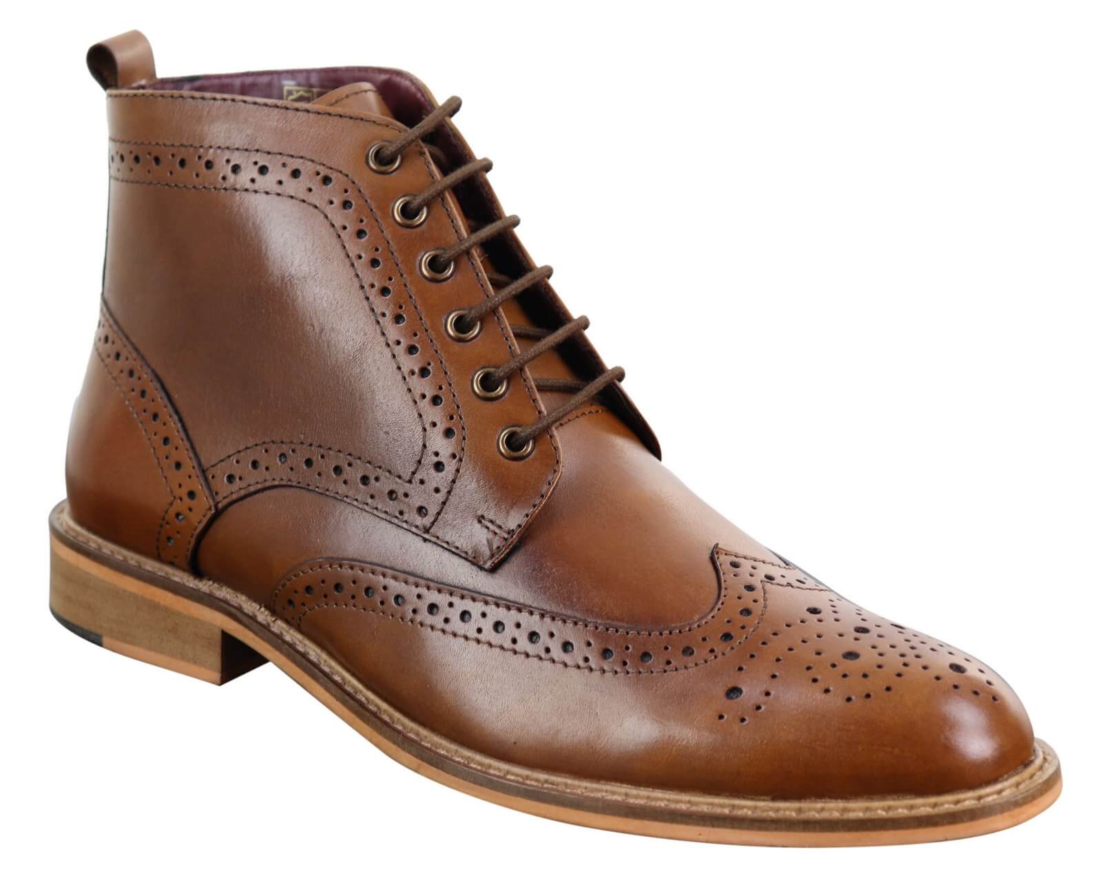 Botas Brogue Masculinas de Cano Curto em Tons de Bege