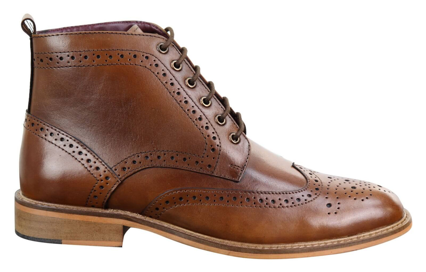 Botas Brogue Masculinas de Cano Curto em Tons de Bege