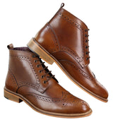 Botas Brogue Masculinas de Cano Curto em Tons de Bege