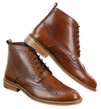 Botas Brogue Masculinas de Cano Curto em Tons de Bege