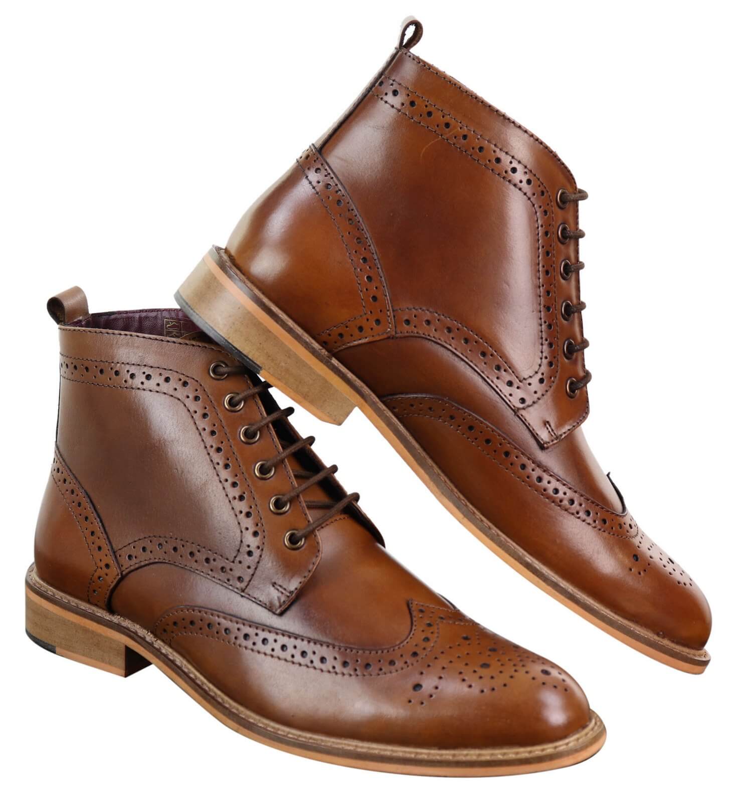Botas Brogue Masculinas de Cano Curto em Tons de Bege