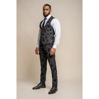 Georgi - Colete masculino preto com estampa floral