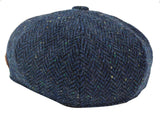 Boné masculino de tweed azul espinha de peixe com 8 painéis
