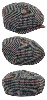 Boina masculina clássica xadrez estilo jornaleiro