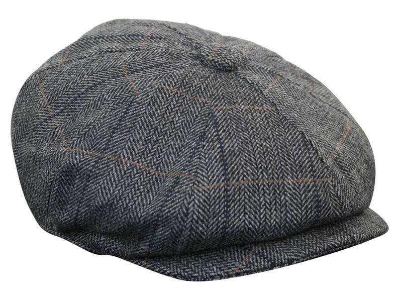 Boné Peaky Blinders masculino em tweed xadrez