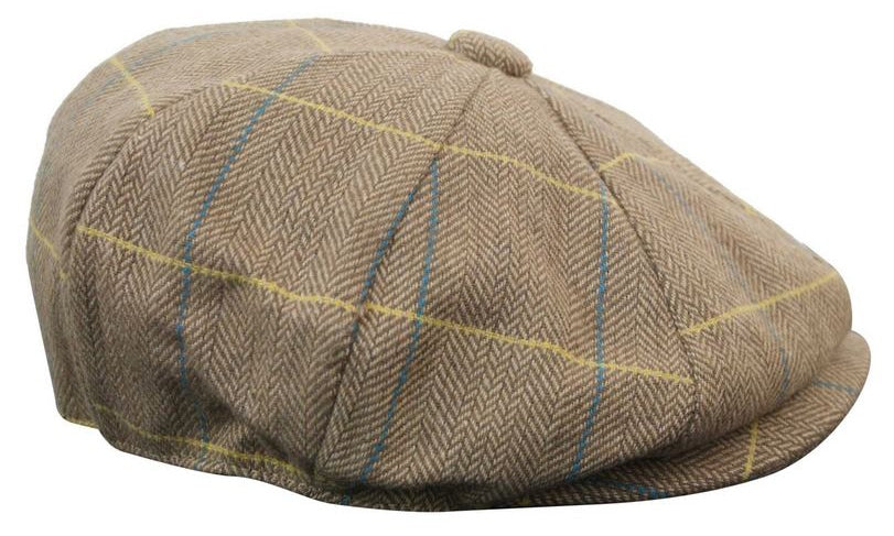 Boné Peaky Blinders masculino em tweed xadrez