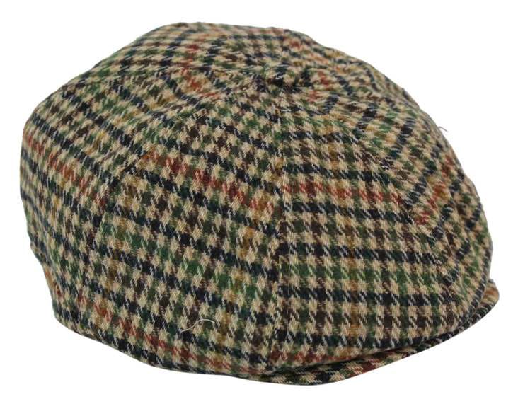 Boina masculina de tweed com 8 painéis