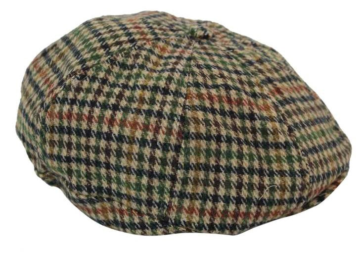 Boina masculina de tweed com 8 painéis