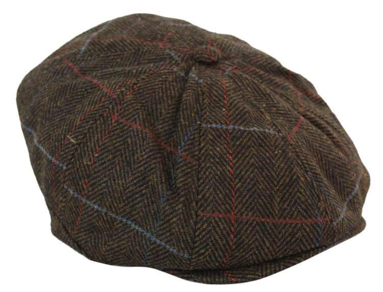 Boina masculina de tweed com 8 painéis