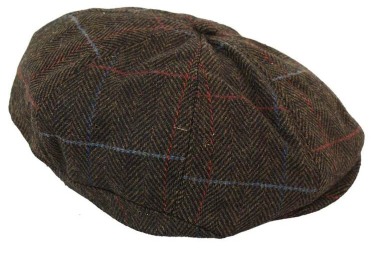 Boina masculina de tweed com 8 painéis