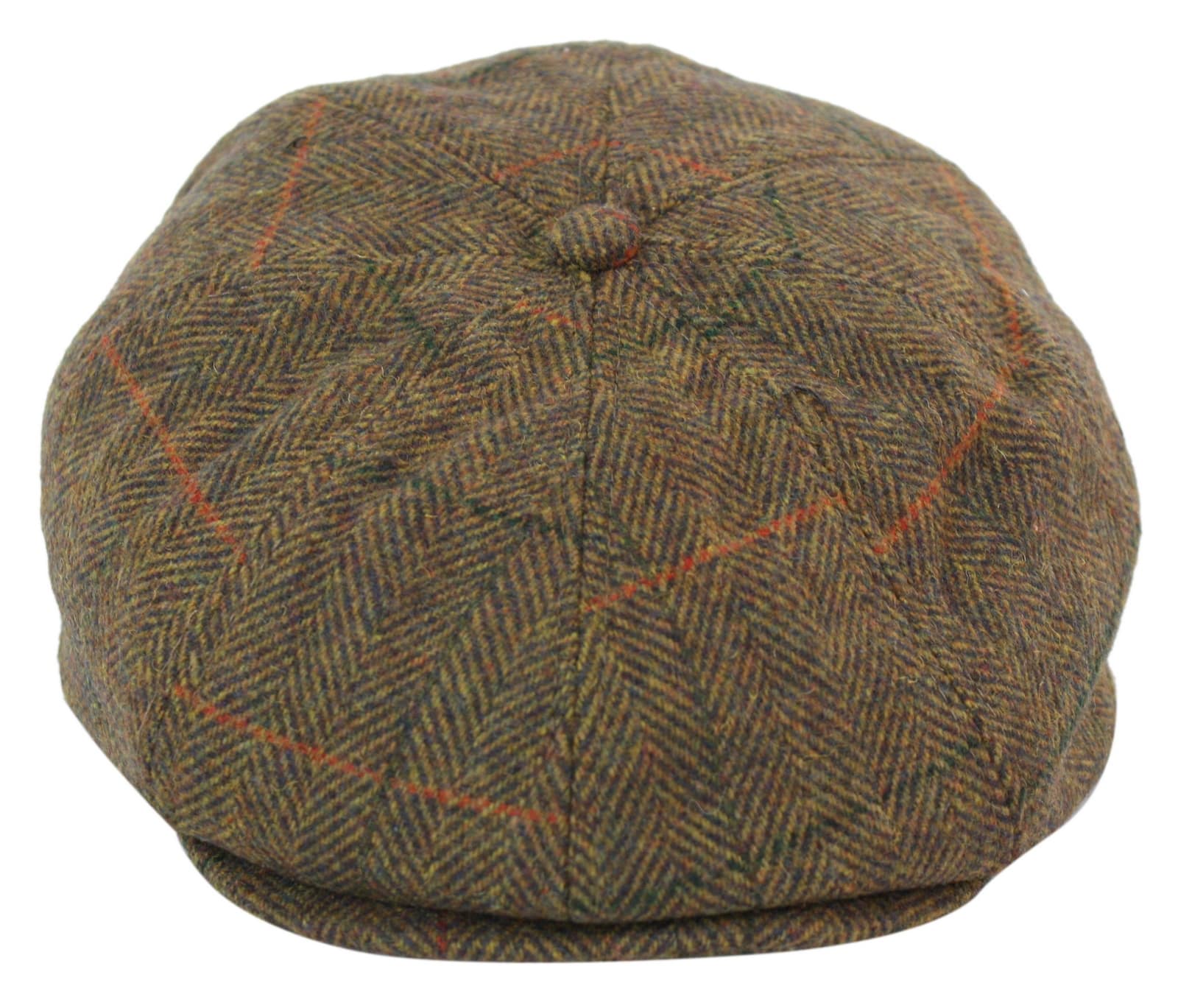 Boina masculina de tweed com 8 painéis