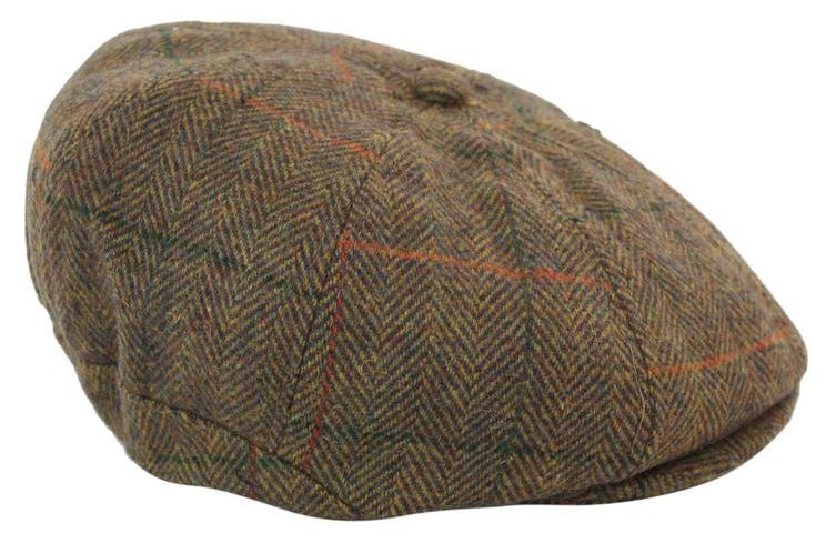 Boina masculina de tweed com 8 painéis
