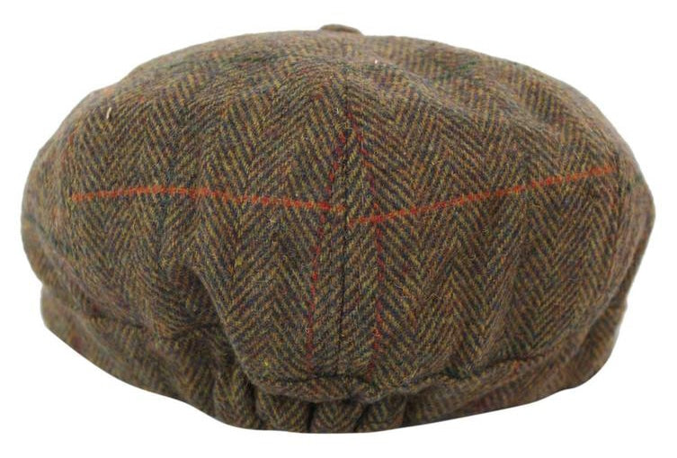 Boina masculina de tweed com 8 painéis