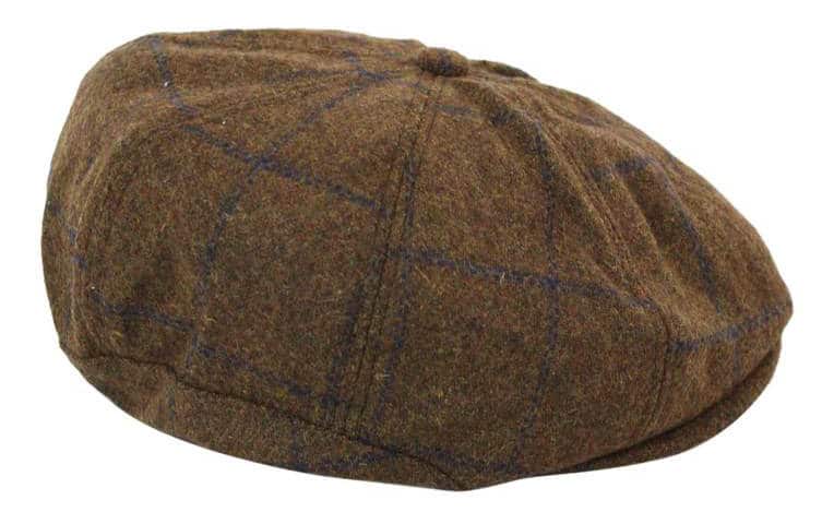 Boina masculina de tweed com 8 painéis