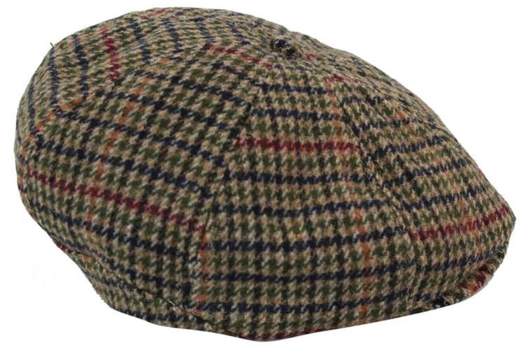 Boina masculina de tweed com 8 painéis