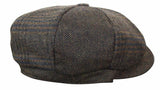 HT6325 - Boné Newsboy Masculino de 8 Painéis em Tweed Xadrez Espinha de Peixe