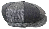 HT6325 - Boné Newsboy Masculino de 8 Painéis em Tweed Xadrez Espinha de Peixe
