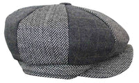 HT6325 - Boné Newsboy Masculino de 8 Painéis em Tweed Xadrez Espinha de Peixe