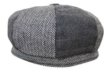 HT6325 - Boné Newsboy Masculino de 8 Painéis em Tweed Xadrez Espinha de Peixe