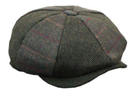 HT6325 - Boné Newsboy Masculino de 8 Painéis em Tweed Xadrez Espinha de Peixe