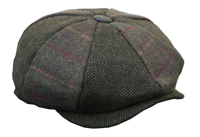 HT6325 - Boné Newsboy Masculino de 8 Painéis em Tweed Xadrez Espinha de Peixe