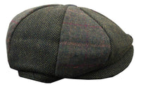 HT6325 - Boné Newsboy Masculino de 8 Painéis em Tweed Xadrez Espinha de Peixe