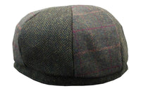 HT6325 - Boné Newsboy Masculino de 8 Painéis em Tweed Xadrez Espinha de Peixe