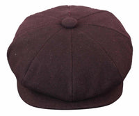 HT6363 - Boné masculino vintage de tweed estilo Peaky Blinders - Marrom/Vinho