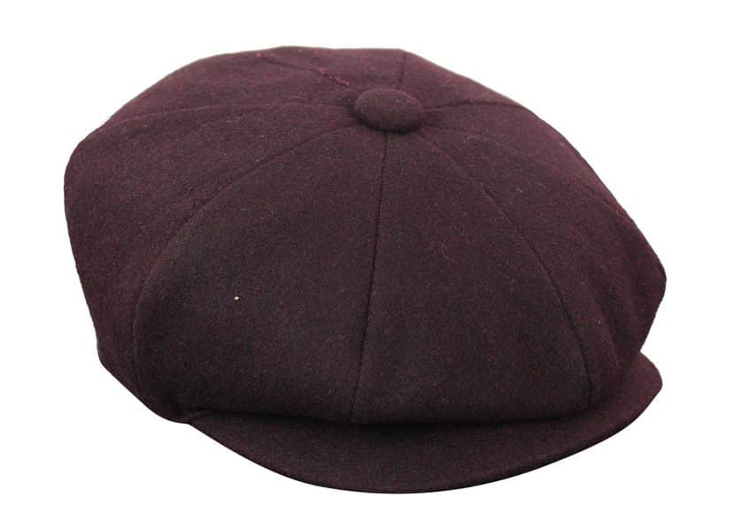 HT6363 - Boné masculino vintage de tweed estilo Peaky Blinders - Marrom/Vinho