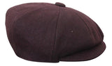 HT6363 - Boné masculino vintage de tweed estilo Peaky Blinders - Marrom/Vinho