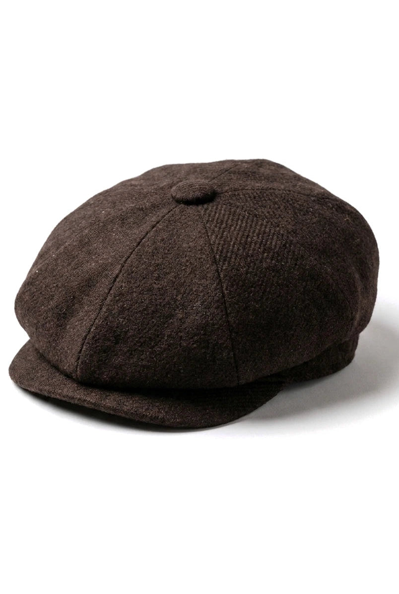 HT6363 - Boné masculino vintage de tweed estilo Peaky Blinders - Marrom/Vinho