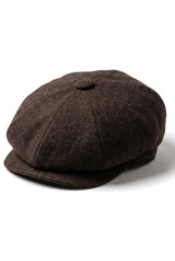 HT6363 - Boné masculino vintage de tweed estilo Peaky Blinders - Marrom/Vinho