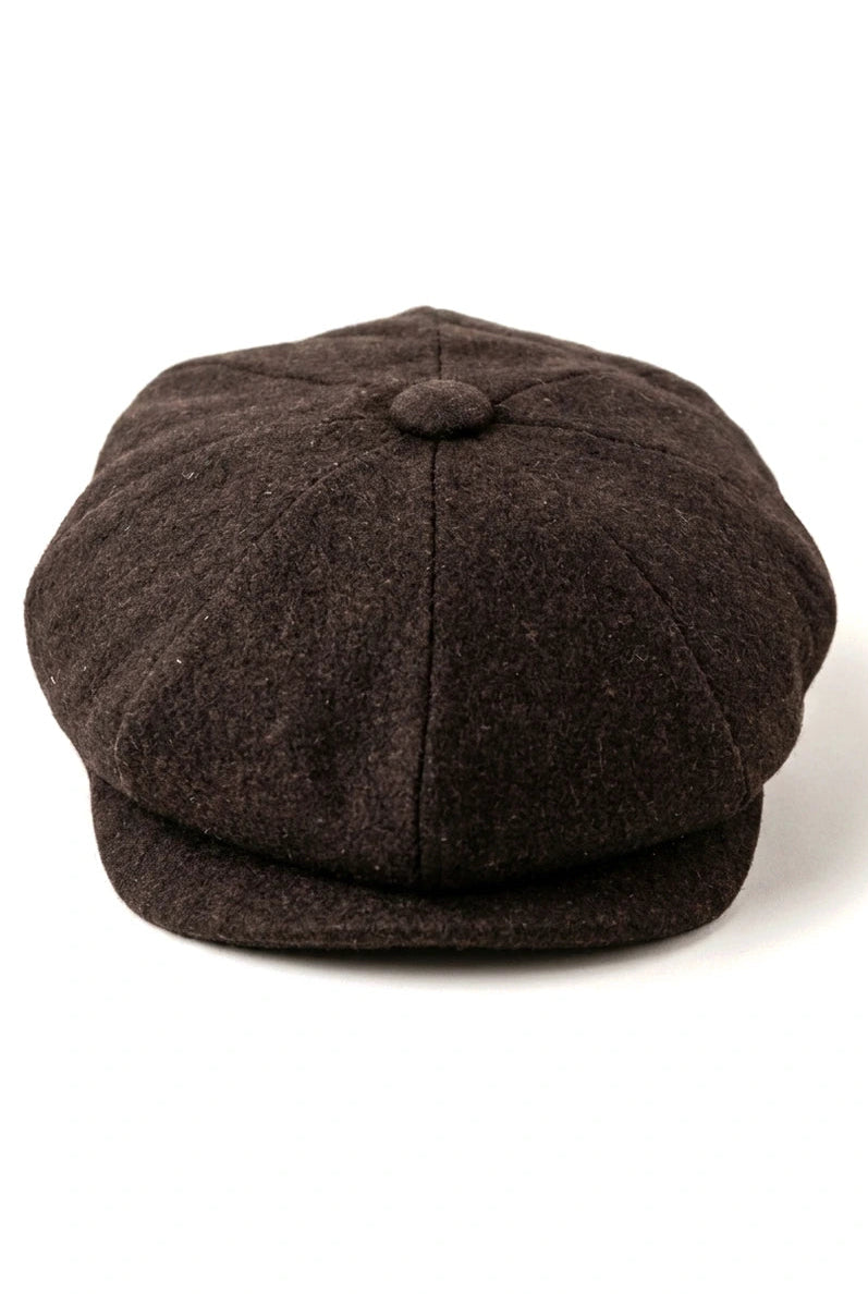HT6363 - Boné masculino vintage de tweed estilo Peaky Blinders - Marrom/Vinho