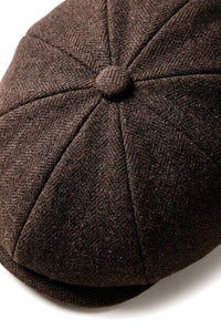 HT6363 - Boné masculino vintage de tweed estilo Peaky Blinders - Marrom/Vinho