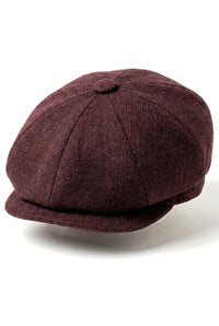 HT6363 - Boné masculino vintage de tweed estilo Peaky Blinders - Marrom/Vinho