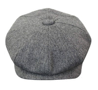 HT6364 - Boné masculino estilo jornaleiro Peaky Blinders em tweed espinha de peixe
