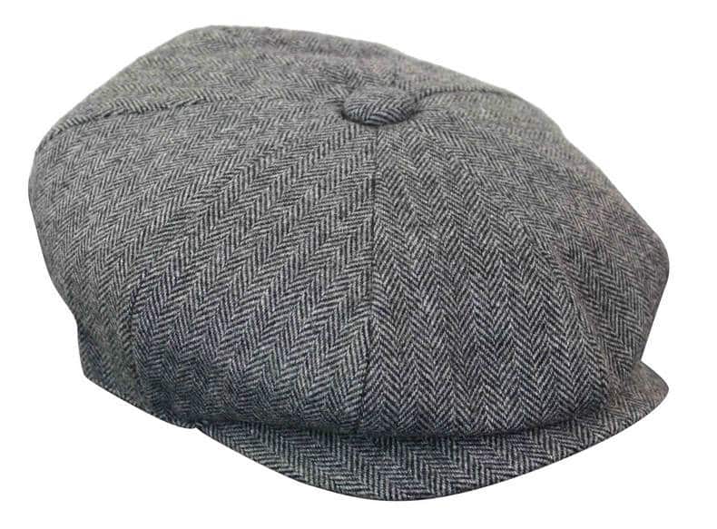HT6364 - Boné masculino estilo jornaleiro Peaky Blinders em tweed espinha de peixe