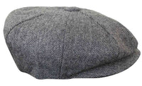 HT6364 - Boné masculino estilo jornaleiro Peaky Blinders em tweed espinha de peixe