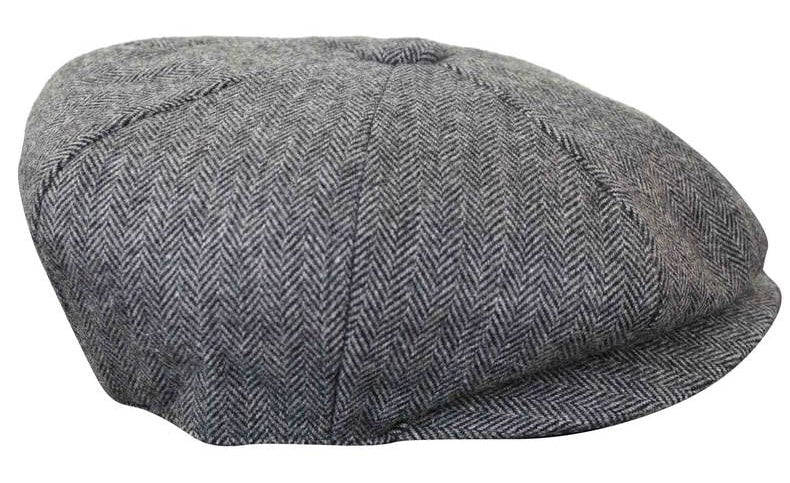 HT6364 - Boné masculino estilo jornaleiro Peaky Blinders em tweed espinha de peixe