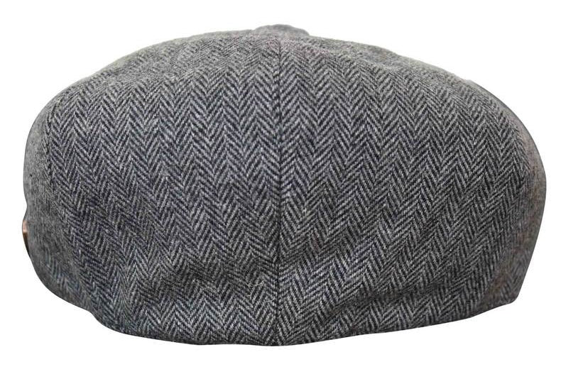 HT6364 - Boné masculino estilo jornaleiro Peaky Blinders em tweed espinha de peixe