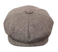 HT6364 - Boné masculino estilo jornaleiro Peaky Blinders em tweed espinha de peixe