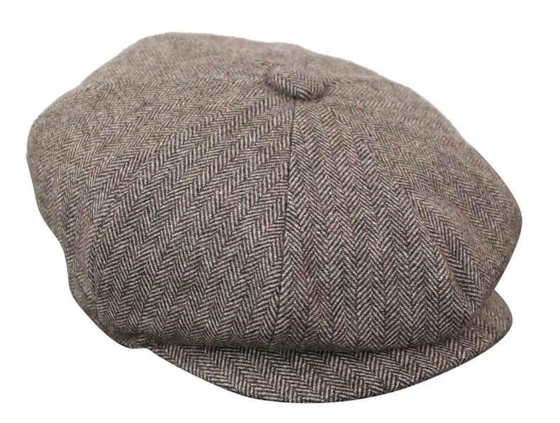 HT6364 - Boné masculino estilo jornaleiro Peaky Blinders em tweed espinha de peixe