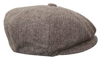 HT6364 - Boné masculino estilo jornaleiro Peaky Blinders em tweed espinha de peixe