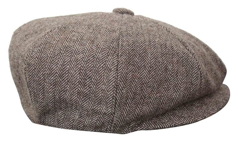 HT6364 - Boné masculino estilo jornaleiro Peaky Blinders em tweed espinha de peixe
