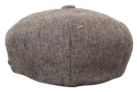 HT6364 - Boné masculino estilo jornaleiro Peaky Blinders em tweed espinha de peixe