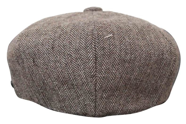 HT6364 - Boné masculino estilo jornaleiro Peaky Blinders em tweed espinha de peixe