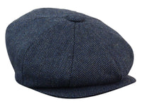 HT6364 - Boné masculino estilo jornaleiro Peaky Blinders em tweed espinha de peixe