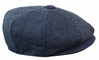 HT6364 - Boné masculino estilo jornaleiro Peaky Blinders em tweed espinha de peixe