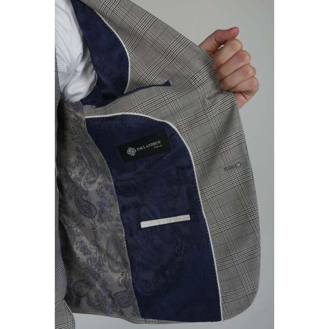 Hugo - Blazer masculino xadrez cinza